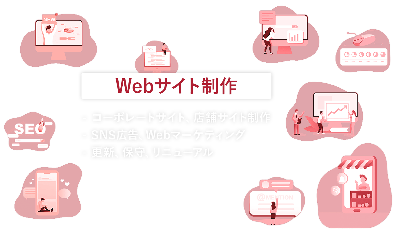 プラススイッチのWebサイト制作サービス。コーポレートサイト、店舗サイト制作、SNS広告、Webマーケティング、更新、保守、リニューアルはお任せください